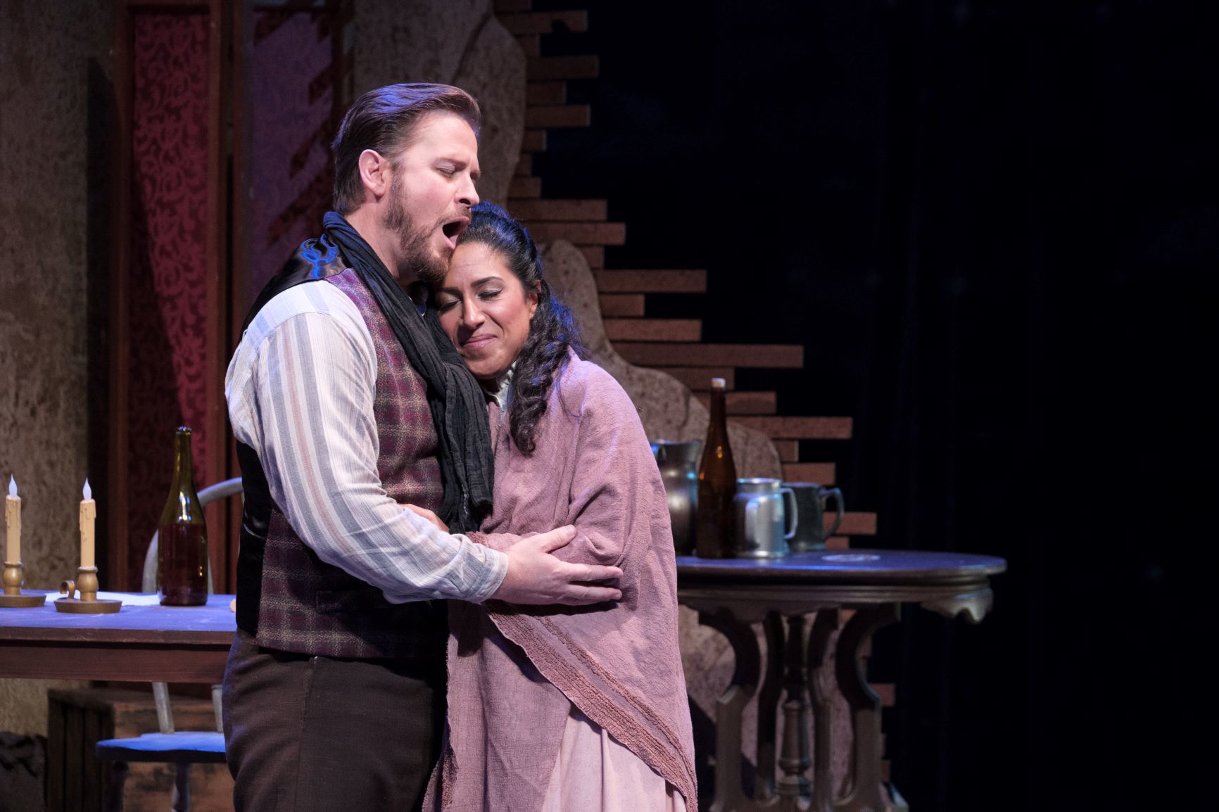 Gregory Turay as Rodolfo and Cristina Bakhoum Sanchez as Mimì in 'La Bohème'